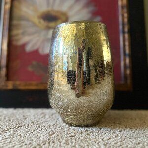 Vase with Silver and Gold-Toned Antiqued Look, 7-Inches Tall